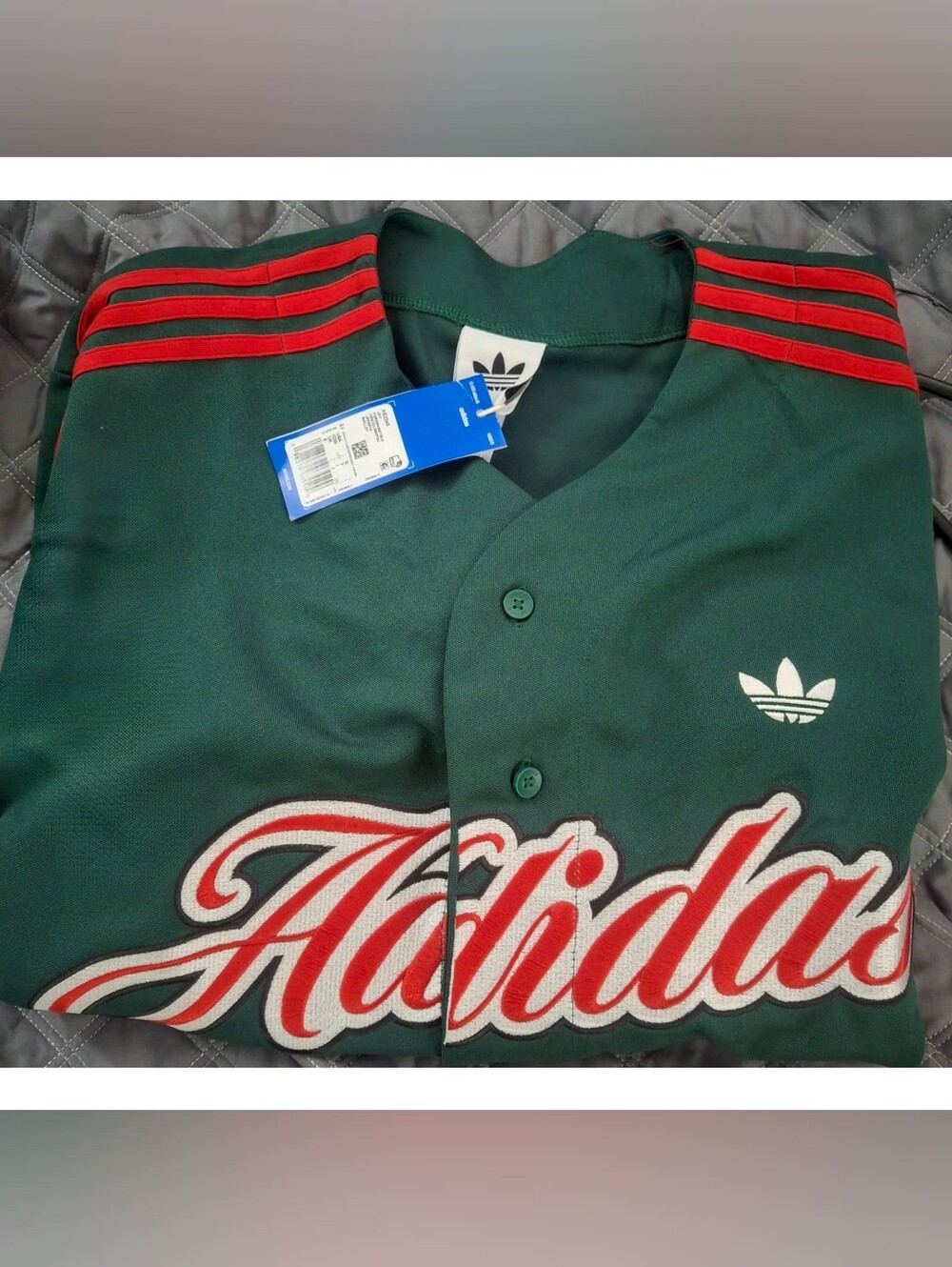 BNWT Adidas Originals Summer League Varsity Baseball Jersey (Collegiate Green)